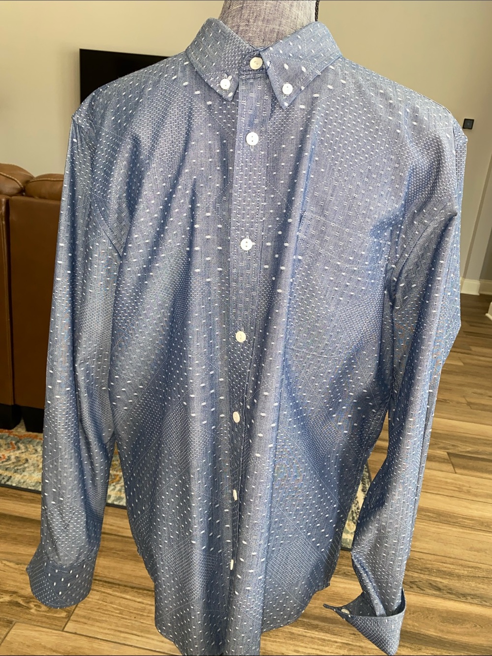 American Rag Blue Dot-Textured Button-Down Shirt
